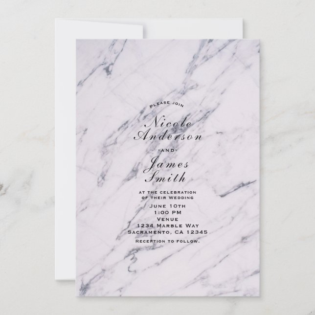 Elegantes invitaciones de matrimonio de mármol mod (Anverso)