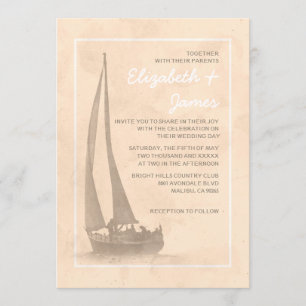 Elegantes invitaciones de matrimonio en barco