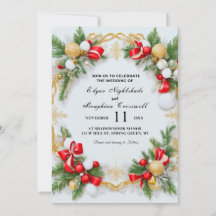 Elegantes invitaciones de matrimonio para Navidade
