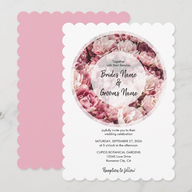 Elegantes invitaciones de matrimonio para peones r (Anverso / Reverso)