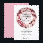 Elegantes invitaciones de matrimonio para peones r<br><div class="desc">Este diseño tiene un montón de flores de peonía rosada. Los tonos rosados de las peonías junto con el marco de círculo blanco semiopaco rodean los nombres de la novia y del novio. Las peonias son una popular selección de flores bodas ya que añaden elegancia y gracia. Un diseño único,...</div>