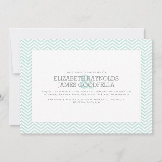 Elegantes invitaciones de matrimonio zigzag (Anverso)