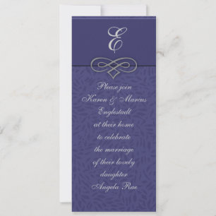 Elegantes invitaciones de monograma azul