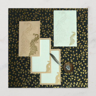 Elegantes invitaciones de pavo real | Tarjetas de