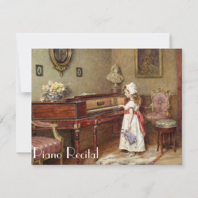 Elegantes invitaciones de Piano Vintage Recital (Anverso)