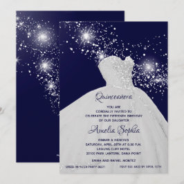 Elegantes invitaciones de Quinceañera con traje bl