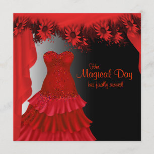 Elegantes invitaciones de quinceañera roja