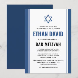 Elegantes invitaciones del bar azul mitzvah