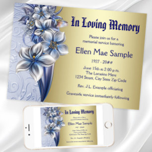 Elegantes Invitaciones del Blue Memorial Service