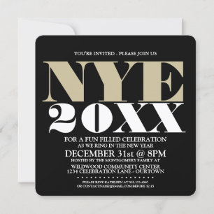 Elegantes invitaciones del partido NYE