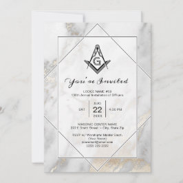 Elegantes invitaciones masónicas de oro de mármol 