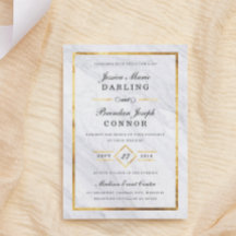 Elegantes invitaciones modernas de mármol y bodas