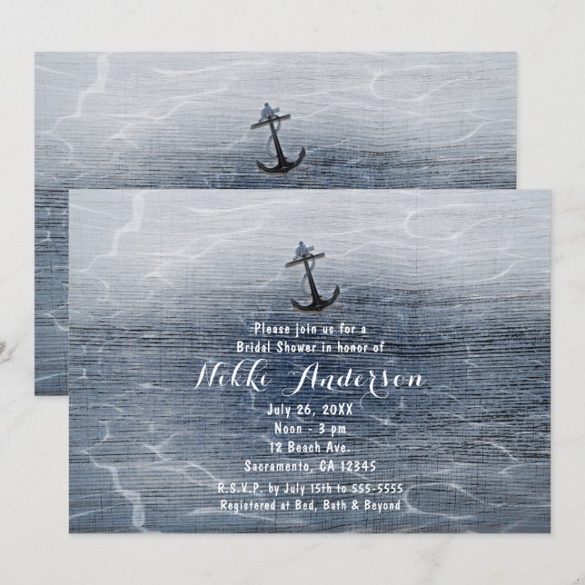 Elegantes invitaciones Náuticas a la Playa de Made (Anverso / Reverso)