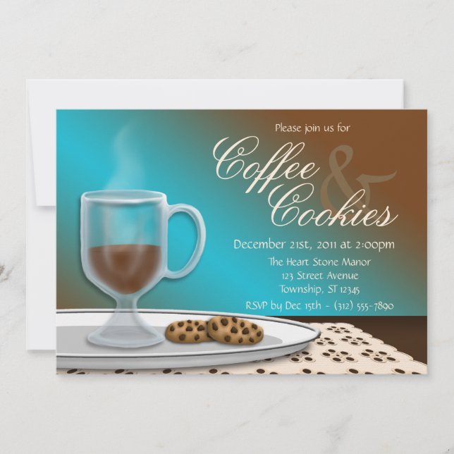 Elegantes invitaciones para café y galletas (Anverso)