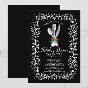 Elegantes invitaciones para cenar de Navidades de 