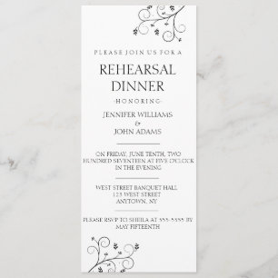 Elegantes invitaciones para cenas de ensayo de vin