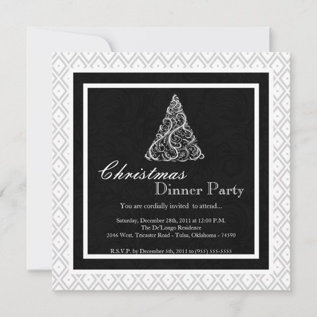 Elegantes invitaciones para cenas de Navidades de  (Anverso)