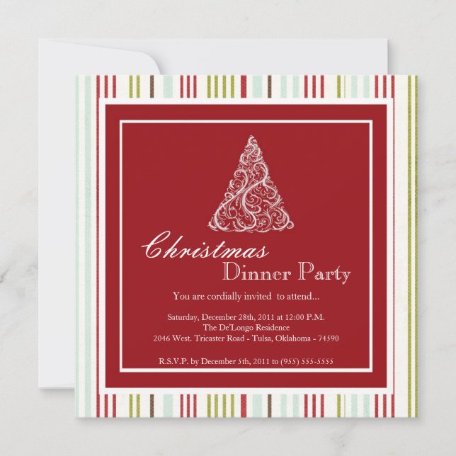 Elegantes invitaciones para cenas de Navidades de  (Anverso)