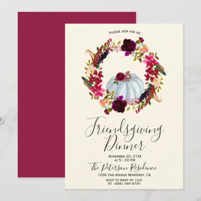Elegantes invitaciones para dar amistad a las flor (Anverso / Reverso)