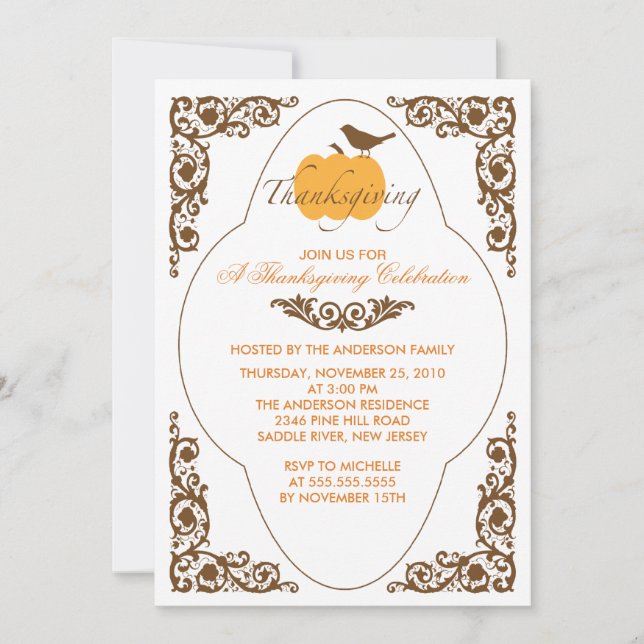 Elegantes invitaciones para dar gracias a la calab (Anverso)