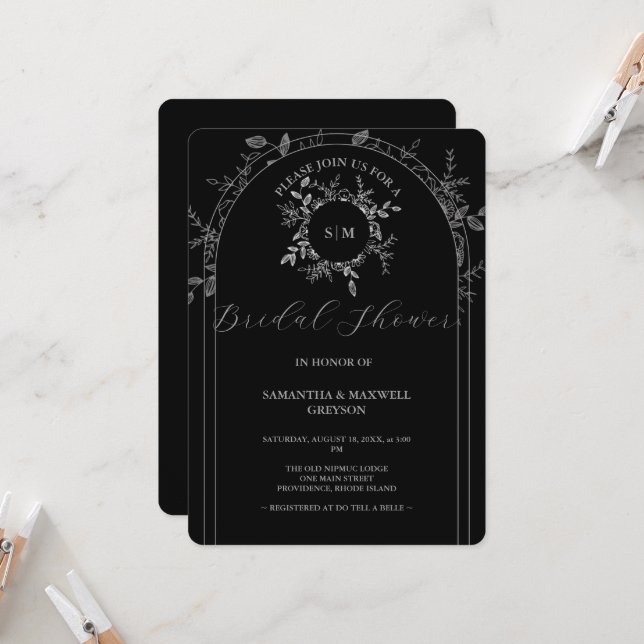elegantes invitaciones para ducha de novia con cód (Anverso/Reverso In Situ)