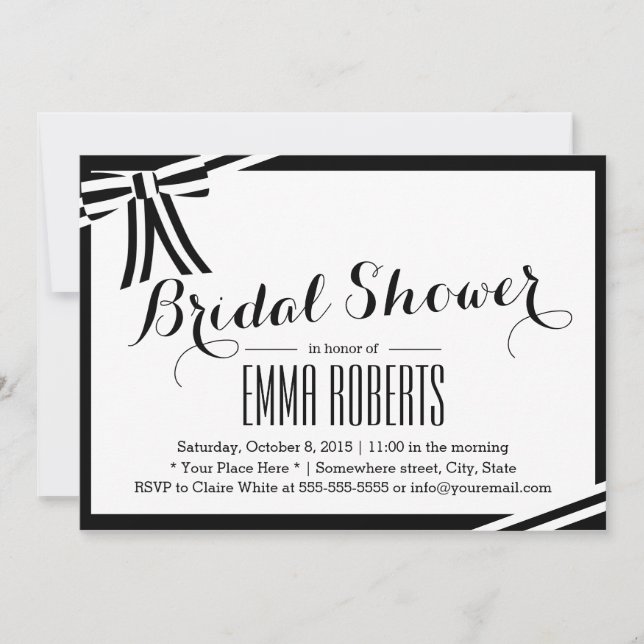 Elegantes invitaciones para ducha de novias en bla (Anverso)