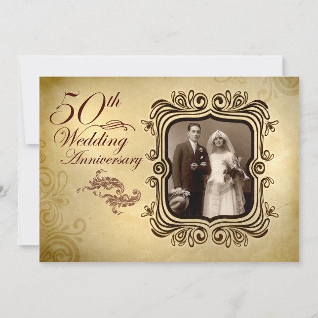 elegantes invitaciones para el 50 aniversario de b (Anverso)