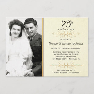 Elegantes invitaciones para el 75º aniversario con