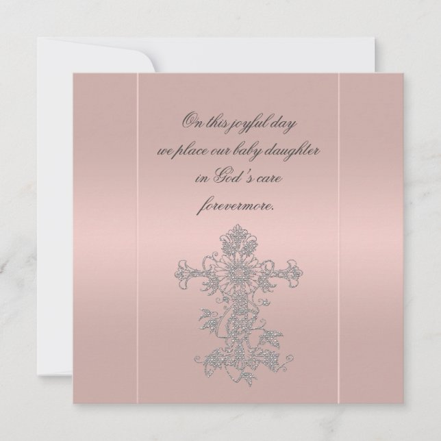 Elegantes invitaciones para el bautismo de la cruz (Anverso)