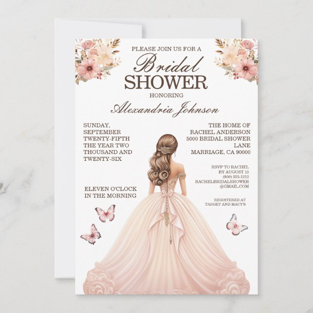 Elegantes invitaciones para el vestido de ducha de (Anverso)