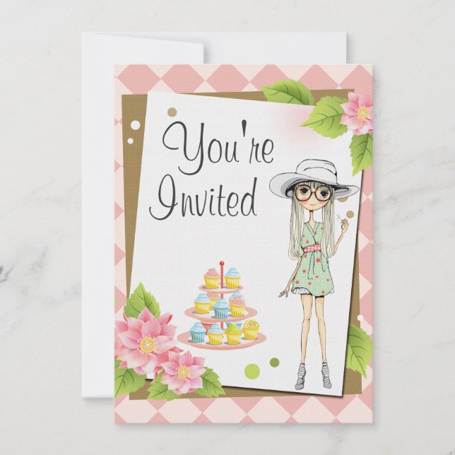 Elegantes invitaciones para fiestas de cumpleaños  (Anverso)