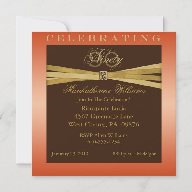 Elegantes invitaciones para fiestas de cumpleaños  (Anverso)