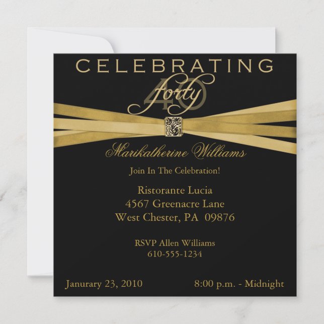 Elegantes invitaciones para fiestas de cumpleaños  (Anverso)