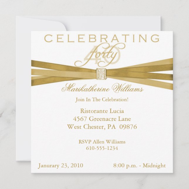 Elegantes invitaciones para fiestas de cumpleaños  (Anverso)