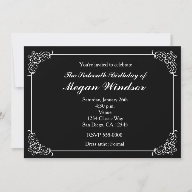 Elegantes invitaciones para fiestas de lujo en bla (Anverso)