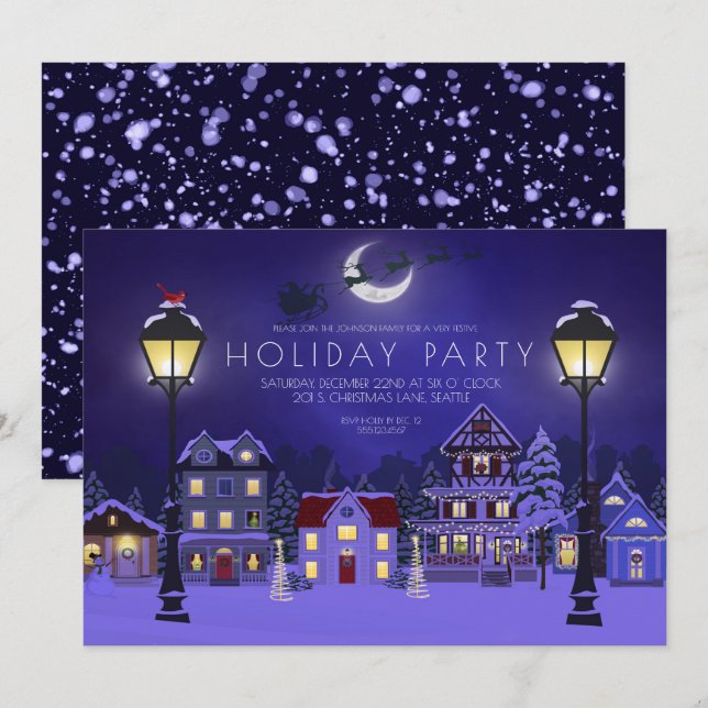 Elegantes invitaciones para fiestas de Navidades d (Anverso / Reverso)