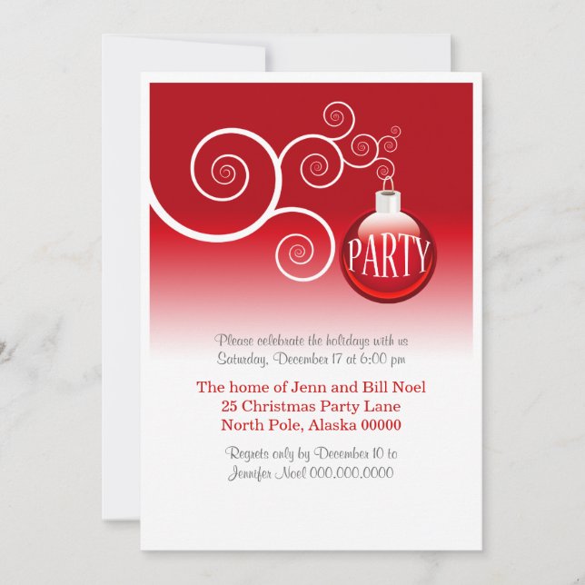 Elegantes invitaciones para fiestas de vacaciones (Anverso)