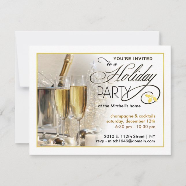 Elegantes invitaciones para fiestas de vacaciones (Anverso)