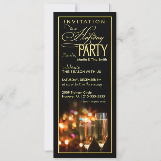 Elegantes invitaciones para fiestas de vacaciones  (Anverso)