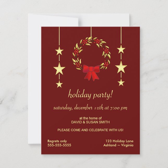 Elegantes invitaciones para fiestas navideñas de N (Anverso)