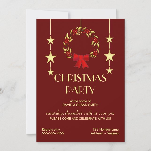 Elegantes invitaciones para fiestas navideñas de N (Anverso)