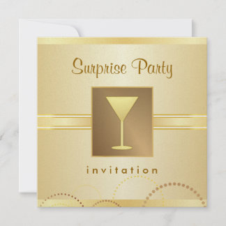Elegantes invitaciones para fiestas sorpresa - Oro