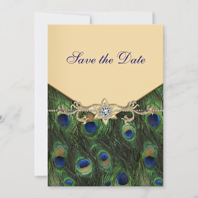 Elegantes invitaciones para la boda de la pavo rea (Anverso)