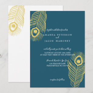 Elegantes invitaciones para la boda de la pavo rea