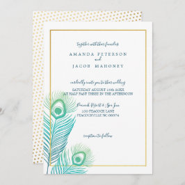Elegantes invitaciones para la boda de la pavo rea