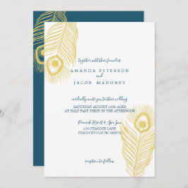Elegantes invitaciones para la boda de la pavo rea