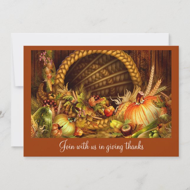 Elegantes invitaciones para la cena de Acción de G (Anverso)