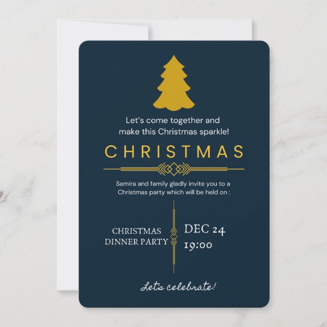 : Elegantes invitaciones para la cena de Navidades (Anverso)