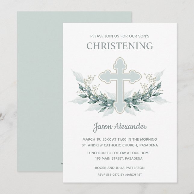 Elegantes invitaciones para la cristiandad de colo (Anverso / Reverso)
