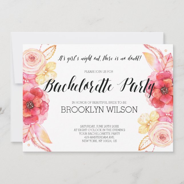 Elegantes invitaciones para la fiesta de la bachil (Anverso)